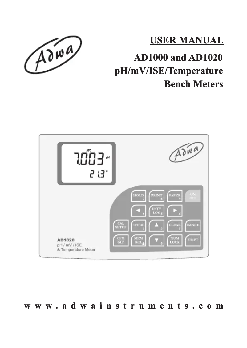 Page n°1 - Manuel utilisateur Adwa AD1000
