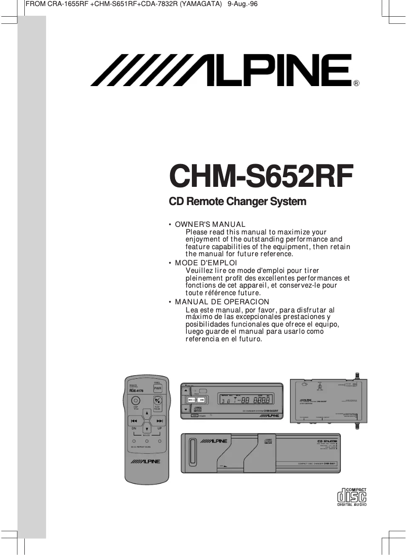 Page n°1 - Manuel utilisateur Alpine CHM-S652RF