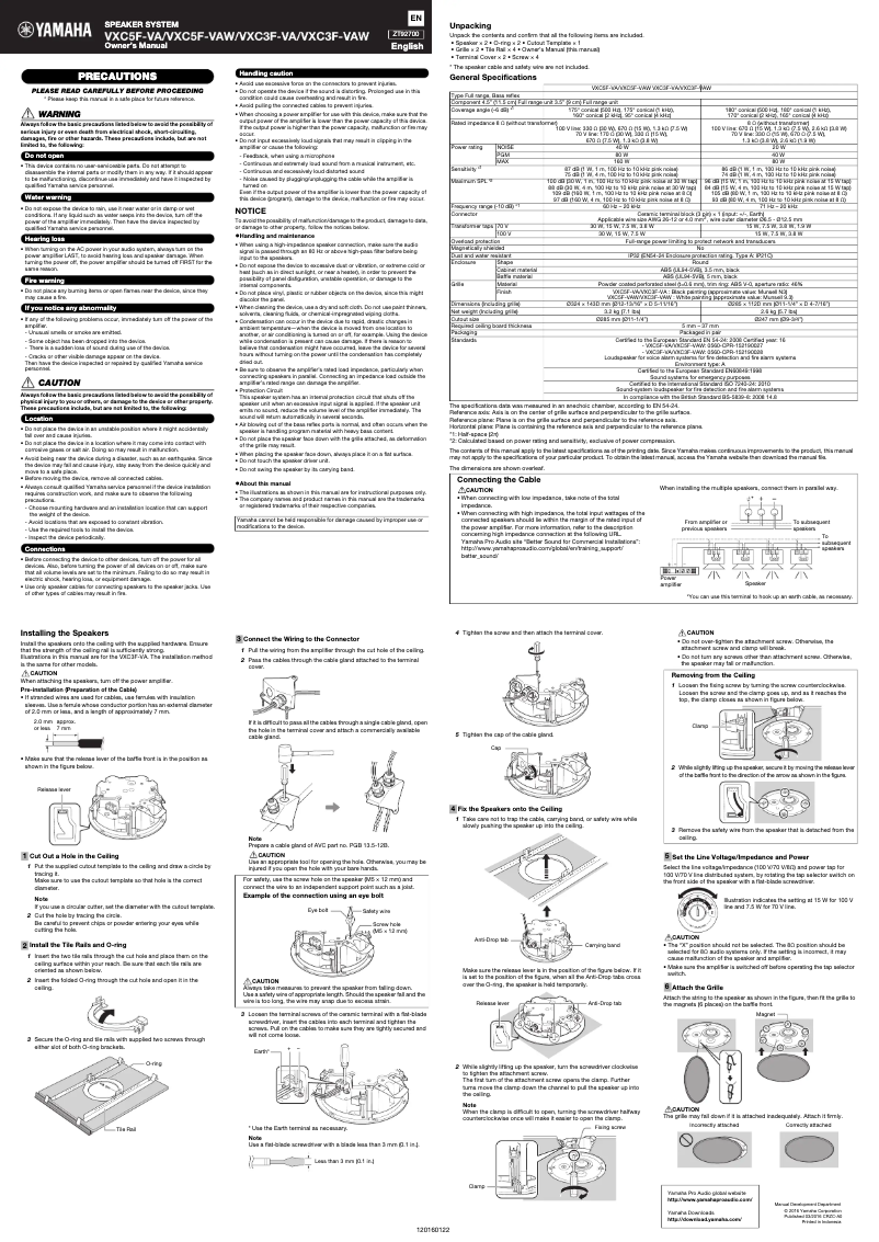 Page 1 de la notice Manuel utilisateur Yamaha VXC5F