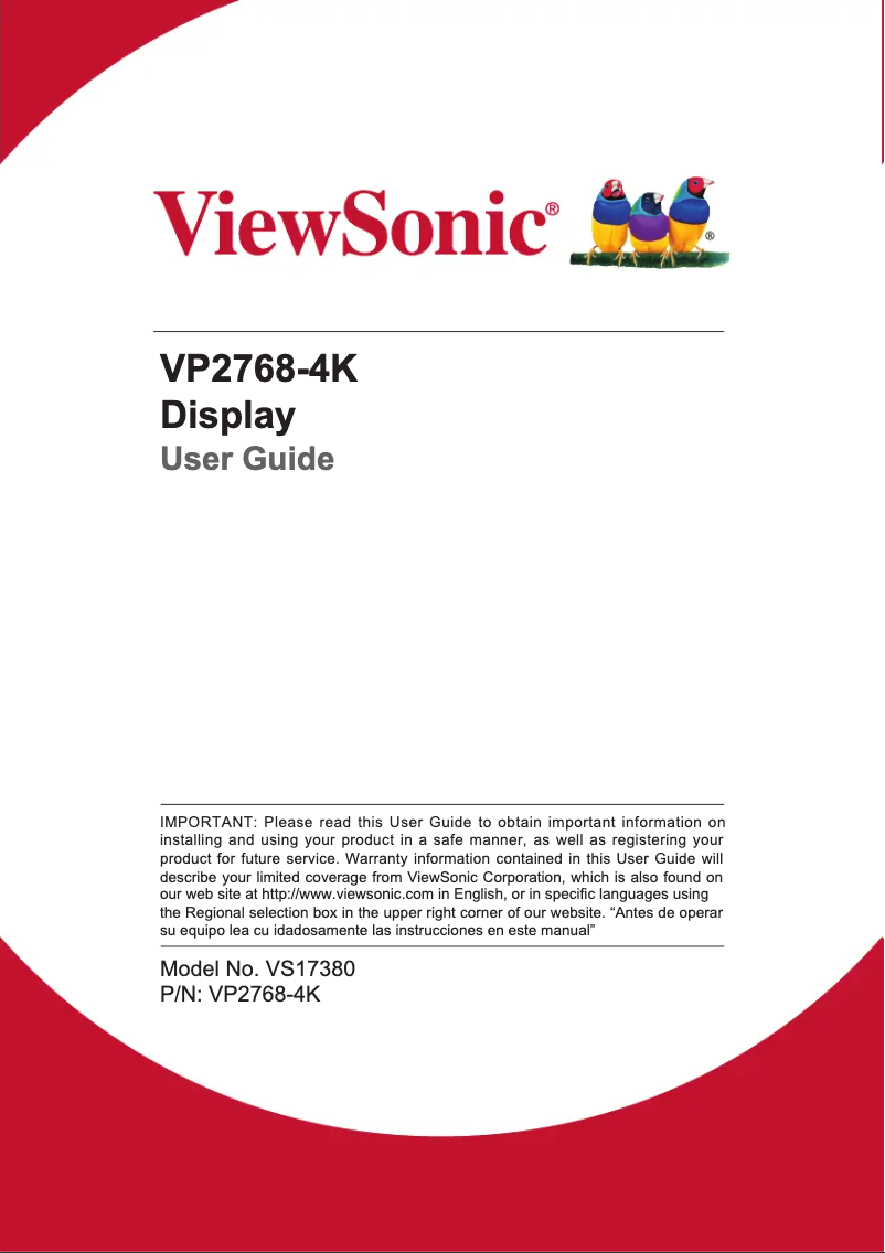 Página 1 del manual Manual de usuario Viewsonic VP2768-4K