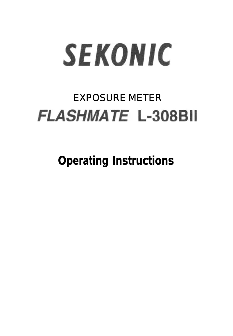 Page 1 de la notice Manuel utilisateur Sekonic L-308BII