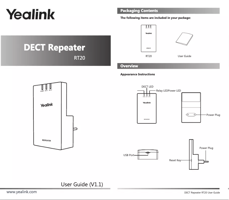 Página 1 del manual Manual de usuario Yealink RT20
