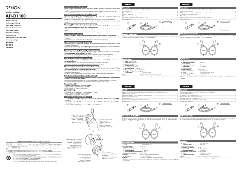 Page 1 de la notice Manuel utilisateur Denon AH-D1100