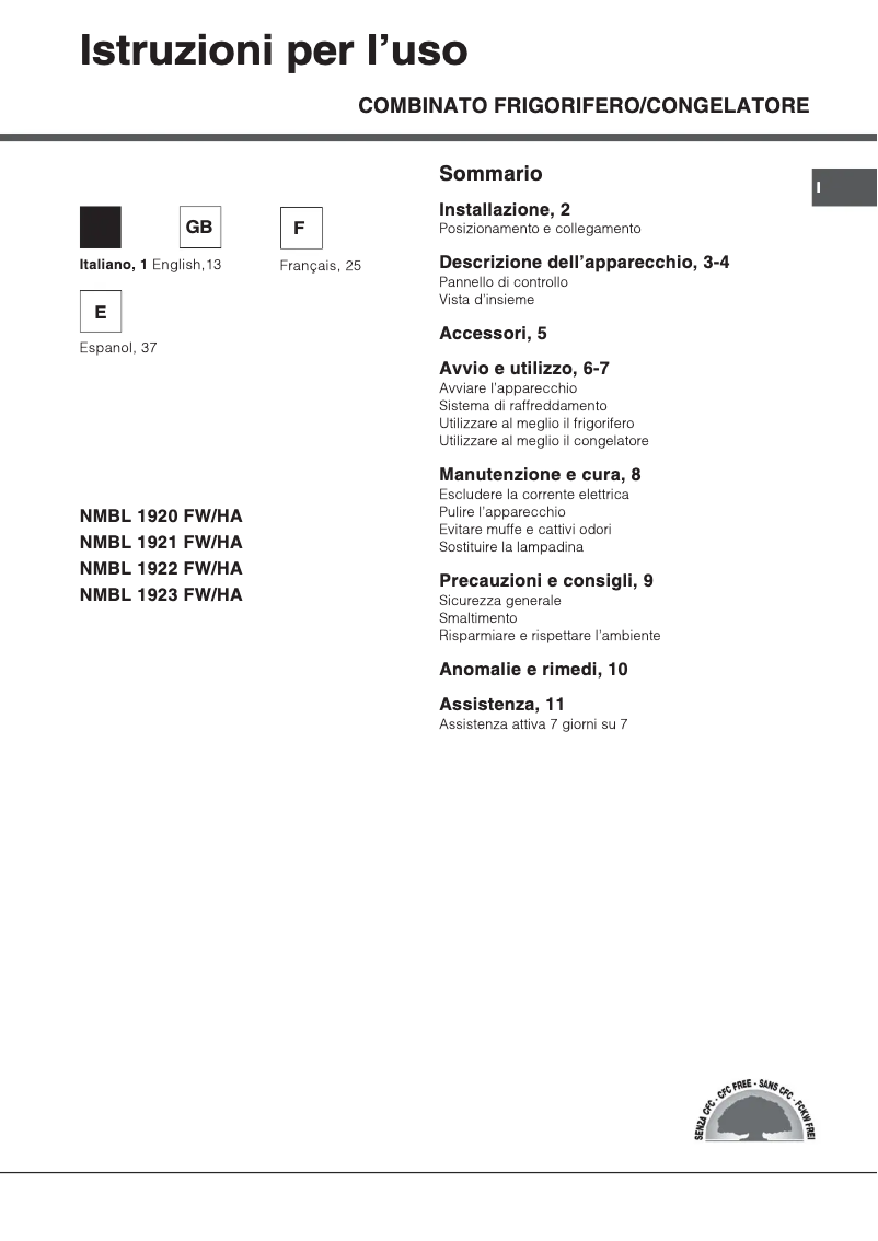 Page 1 de la notice Manuel utilisateur Hotpoint Ariston NMBL 1922 FW/HA