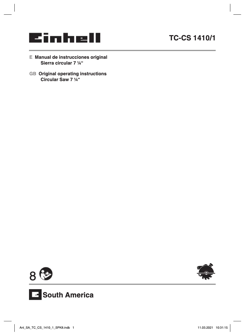 Page n°1 - Manuel utilisateur Einhell TC-CS 1410/1