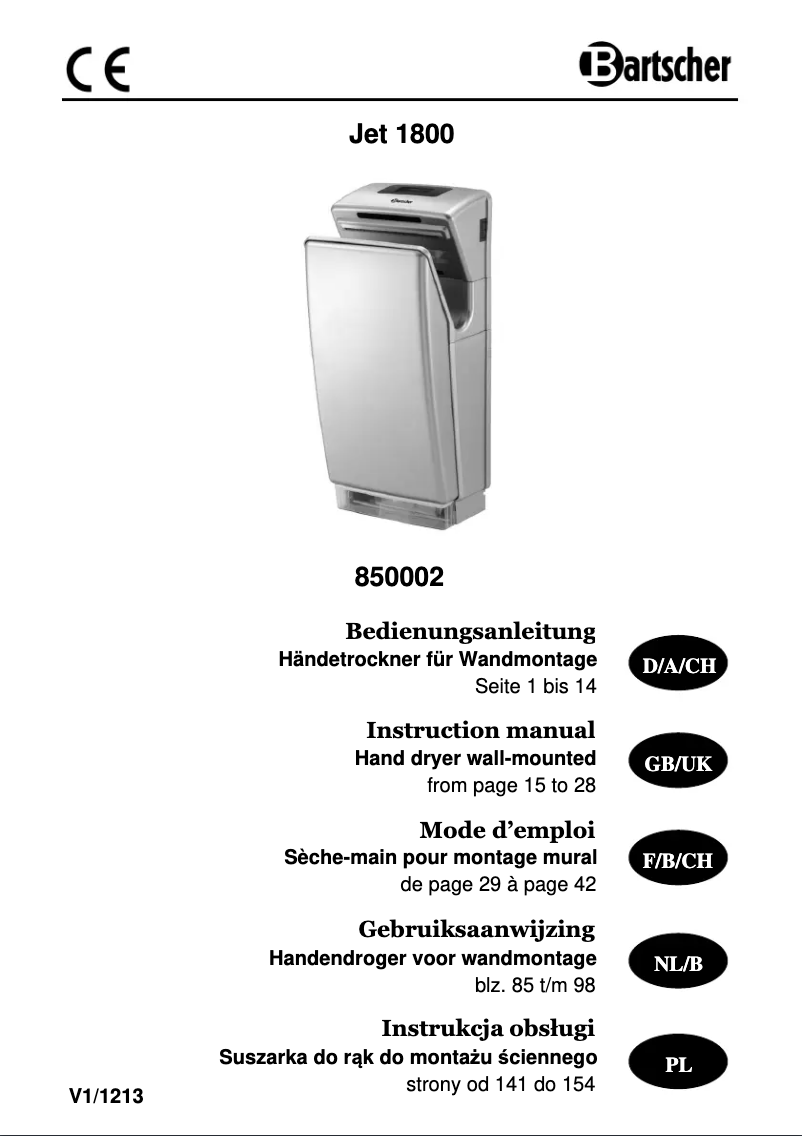 Image de la première page du manuel de l'appareil Jet 1800