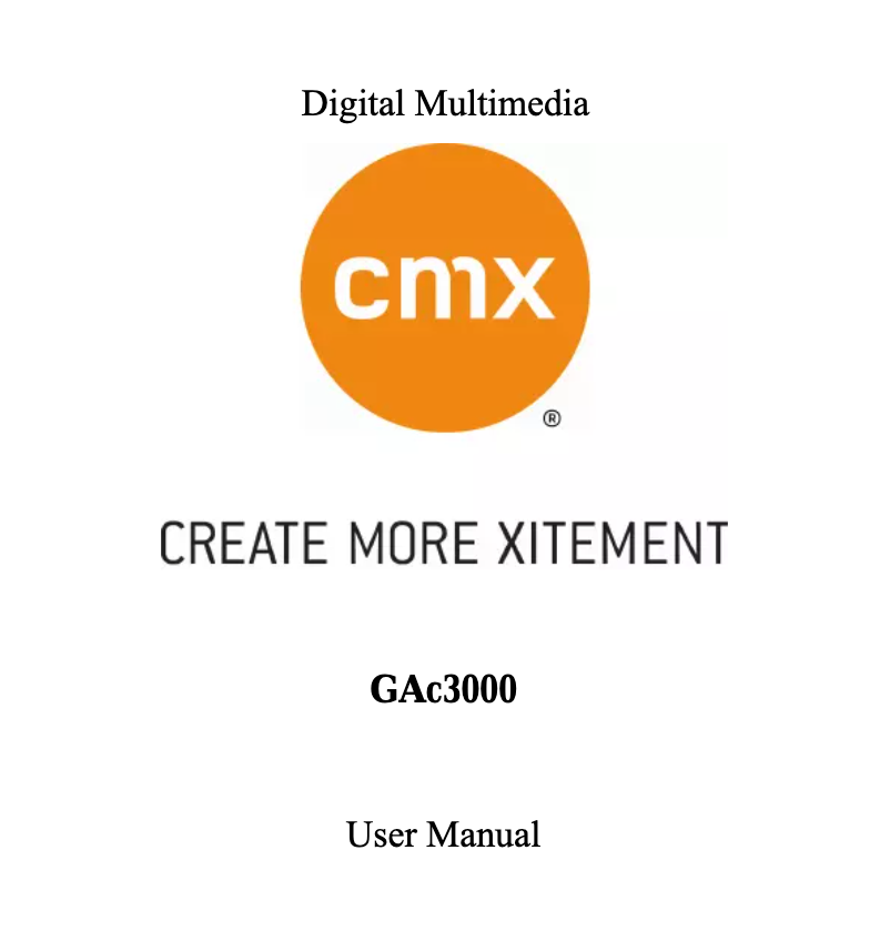 Page 1 of the manual User Manual CMX GAC 3000