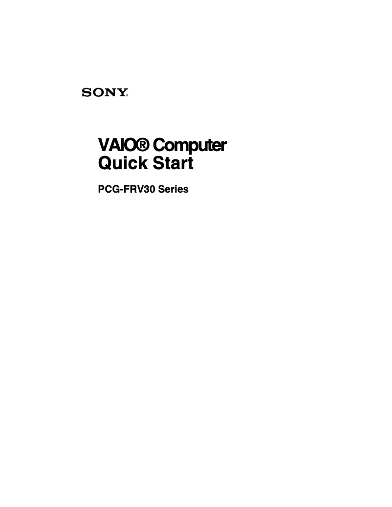 Image de la première page du manuel de l'appareil Vaio PCG-FRV35