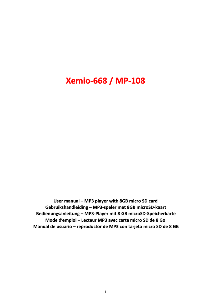 Image de la première page du manuel de l'appareil Xemio-668