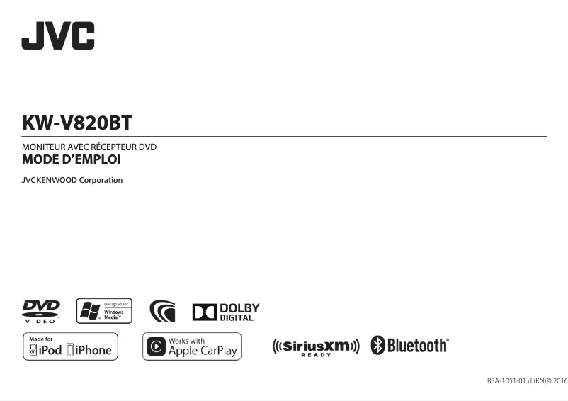 Page 1 of the manual User Manual JVC KW-V820BT