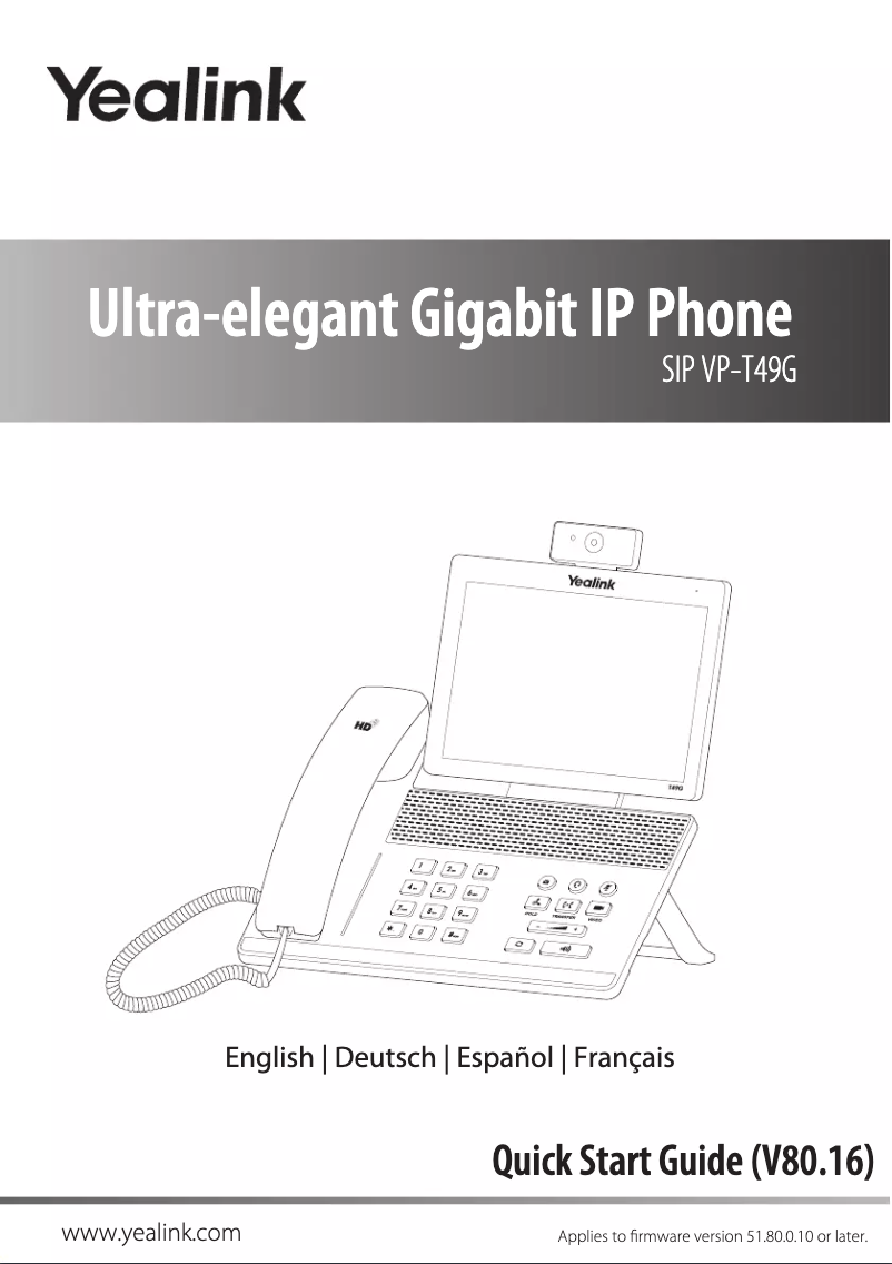 Image de la première page du manuel de l'appareil SIP VP-T49G