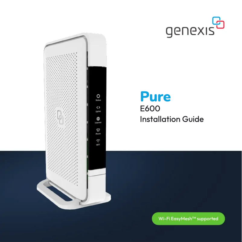 Page 1 de la notice Manuel utilisateur Genexis Pure E600