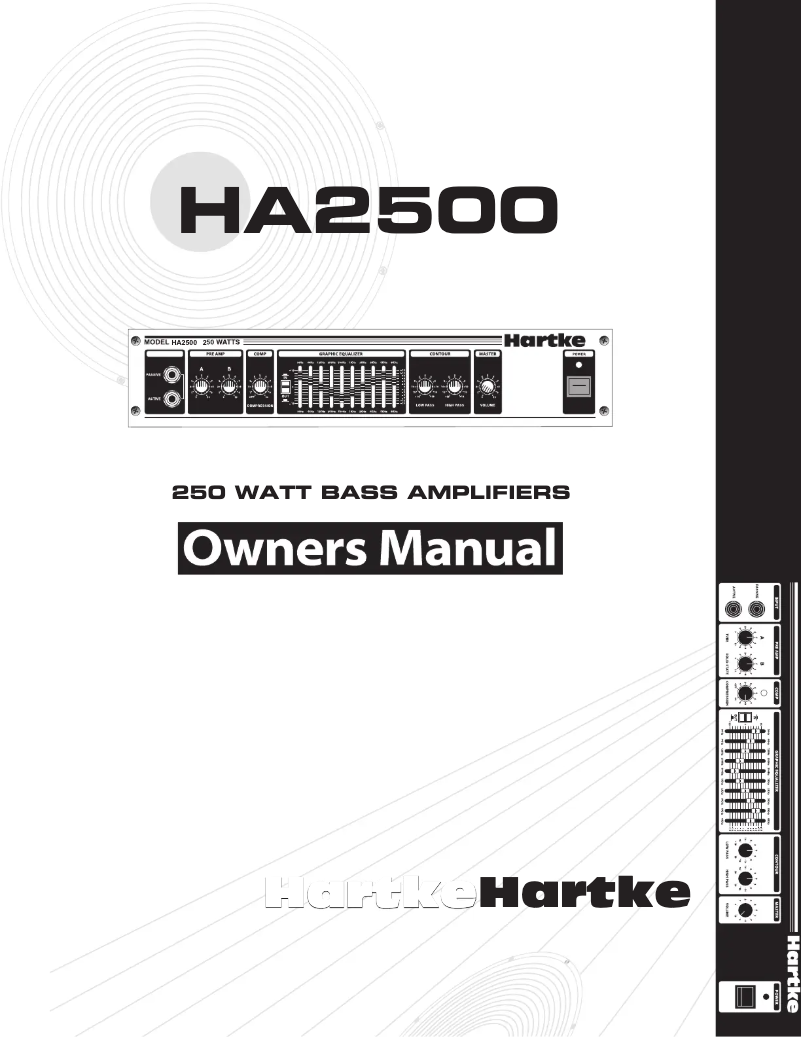 Page 1 de la notice Manuel utilisateur Hartke HA2500