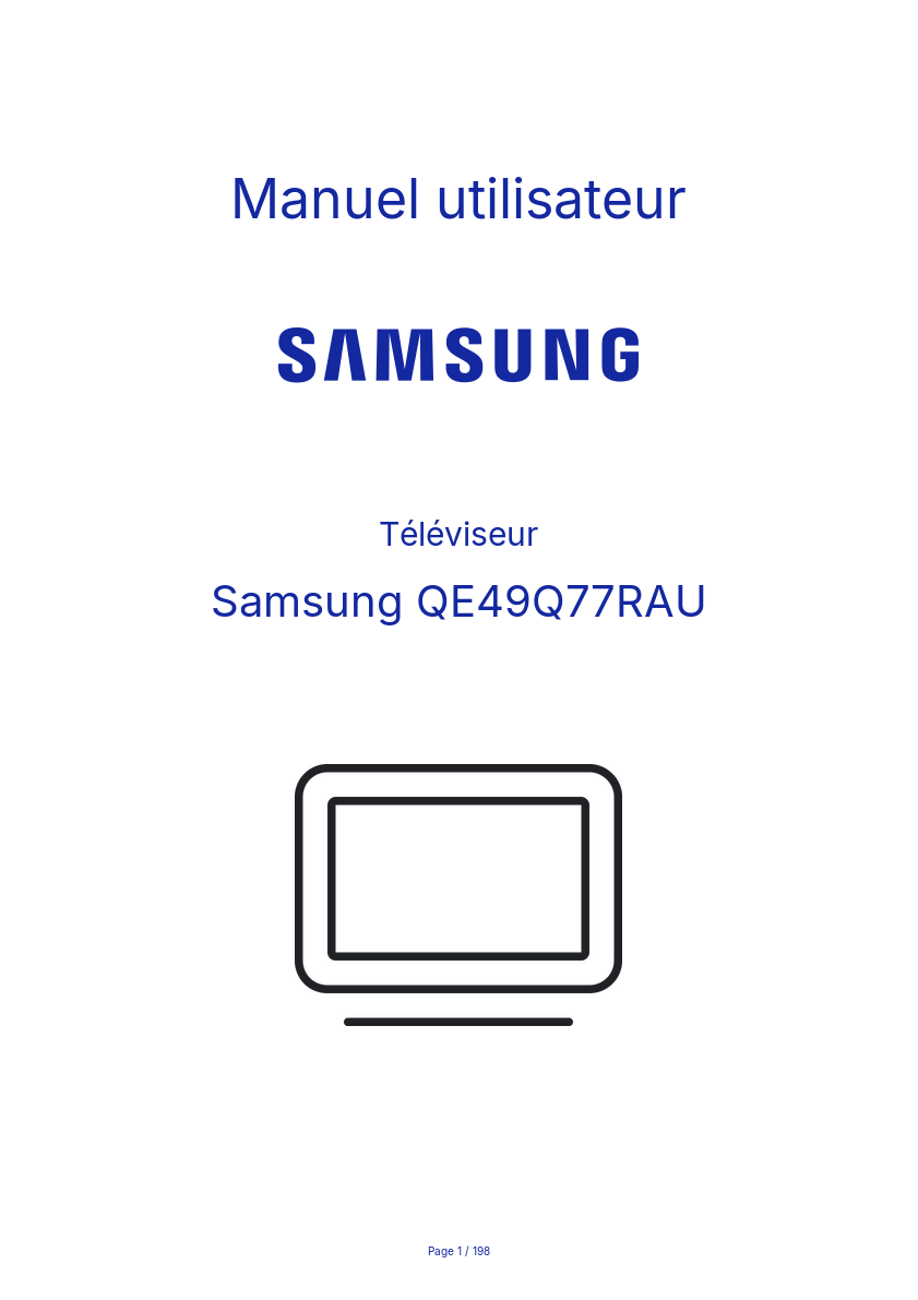 Image de la première page du manuel de l'appareil QE49Q77RAU
