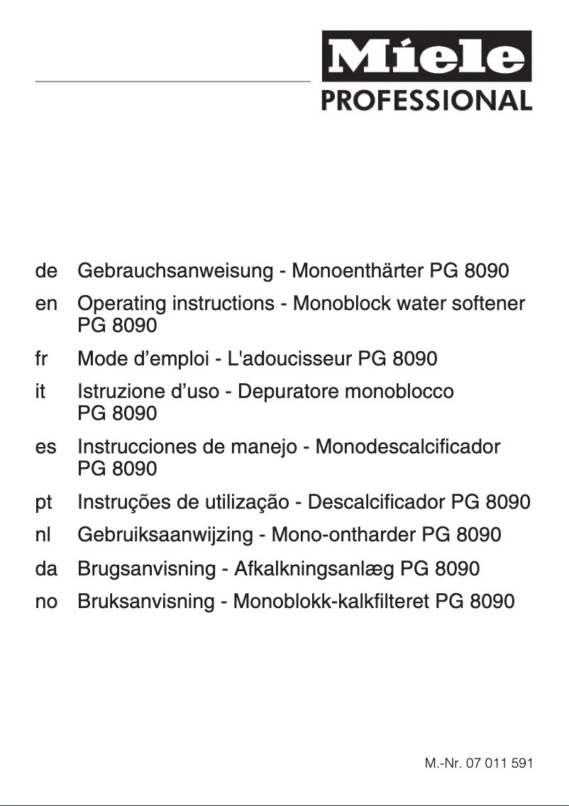 Image de la première page du manuel de l'appareil PG 8090
