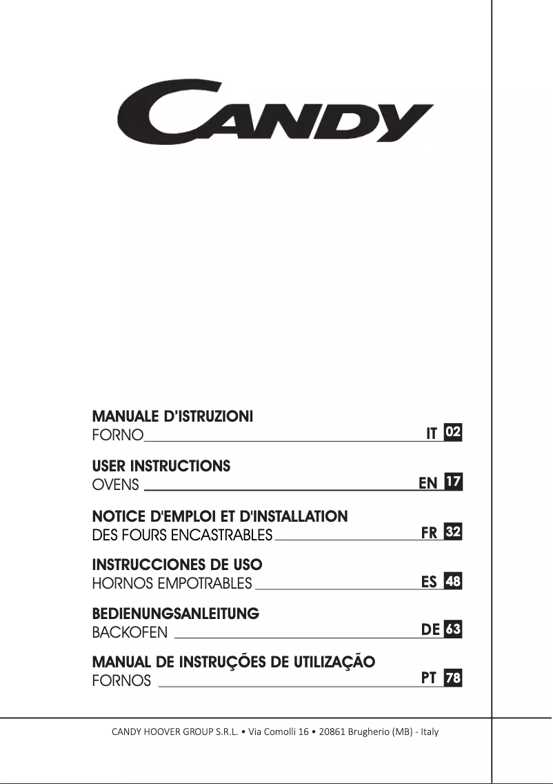 Page 1 de la notice Manuel utilisateur Candy FCTK626XL/1