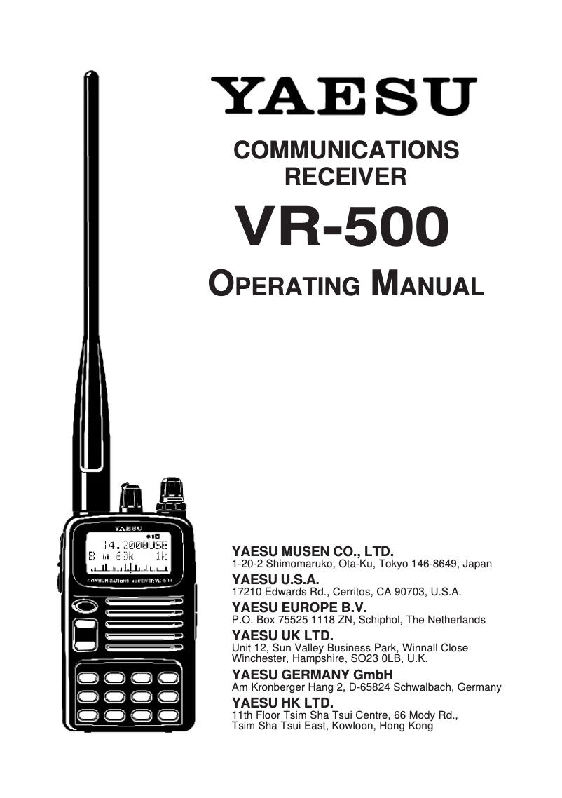 Page 1 de la notice Manuel utilisateur Yaesu VR-500