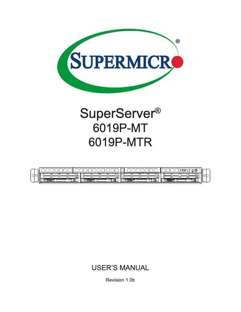 Image de la première page du manuel de l'appareil SuperServer 6019P-MT