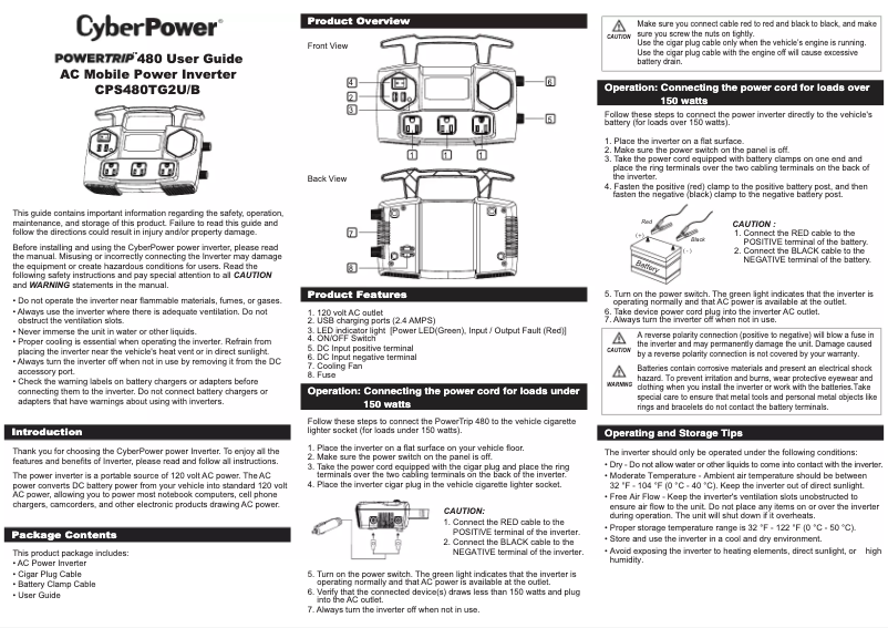 Page n°1 - Manuel utilisateur CyberPower PowerTrip CPS480TG2U