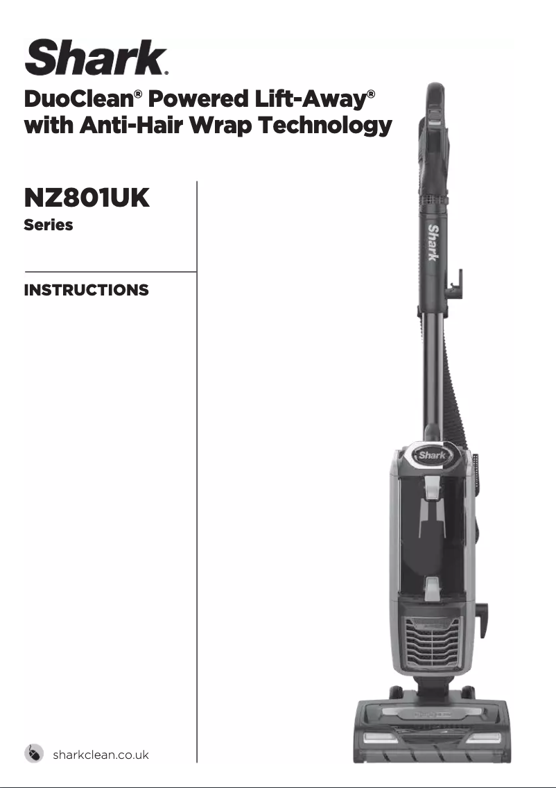 Page 1 de la notice Instructions / montage Shark DuoClean Powered Lift-Away NZ801UK