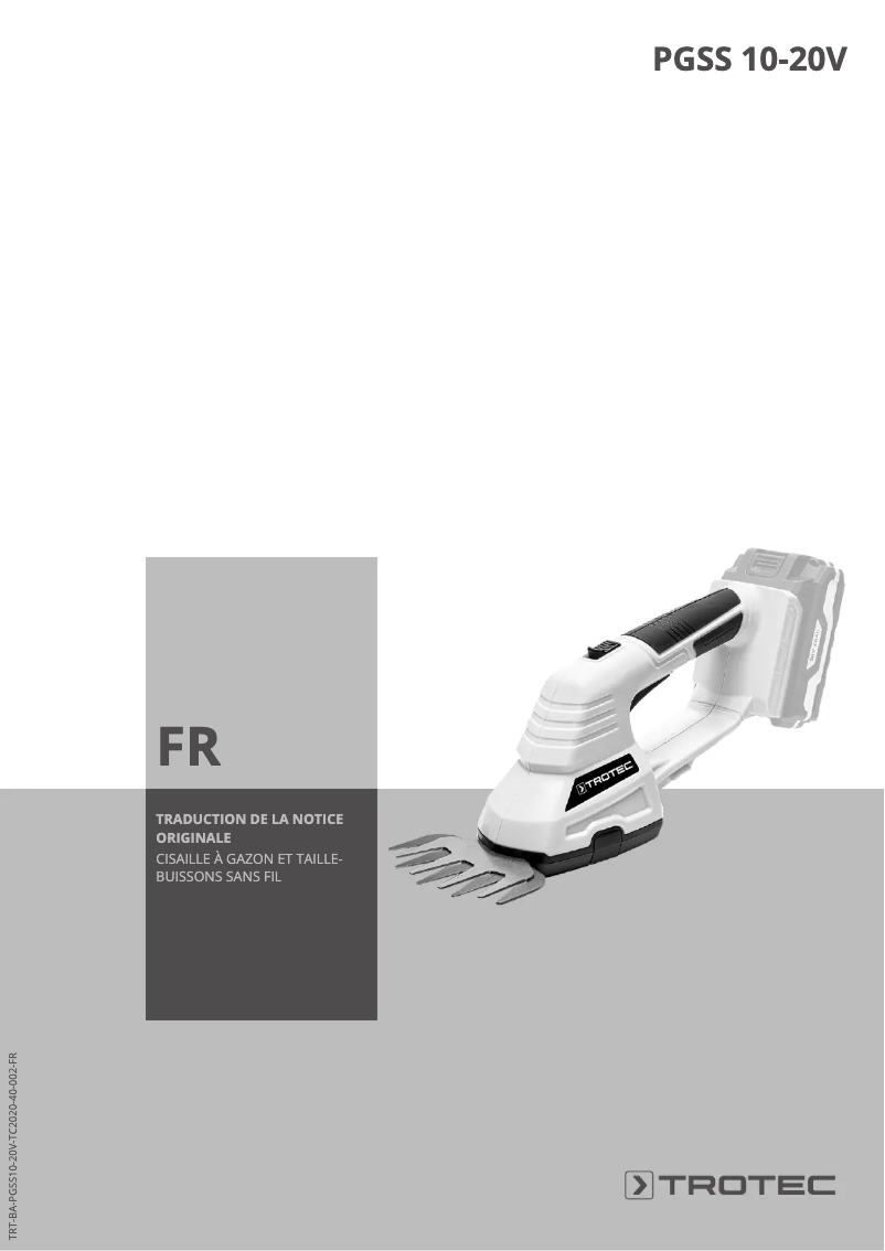 Page n°1 - Manuel utilisateur Trotec PGSS 10-20V