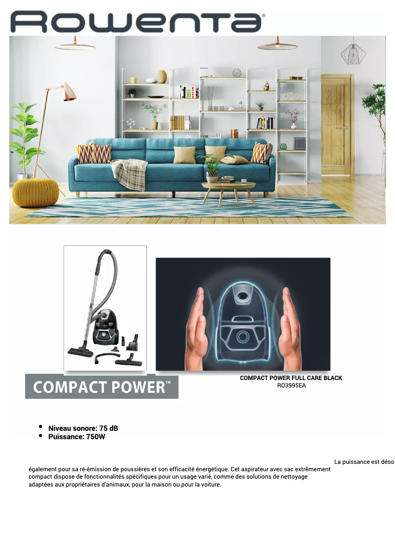 Página 1 del manual Ficha técnica Rowenta Compact Power RO3995EA