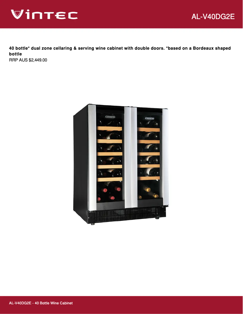 Page n°1 - Fiche technique Vintec AL-V40DG2E