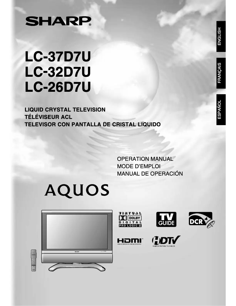 Page 1 de la notice Manuel utilisateur Sharp LC-37D7U