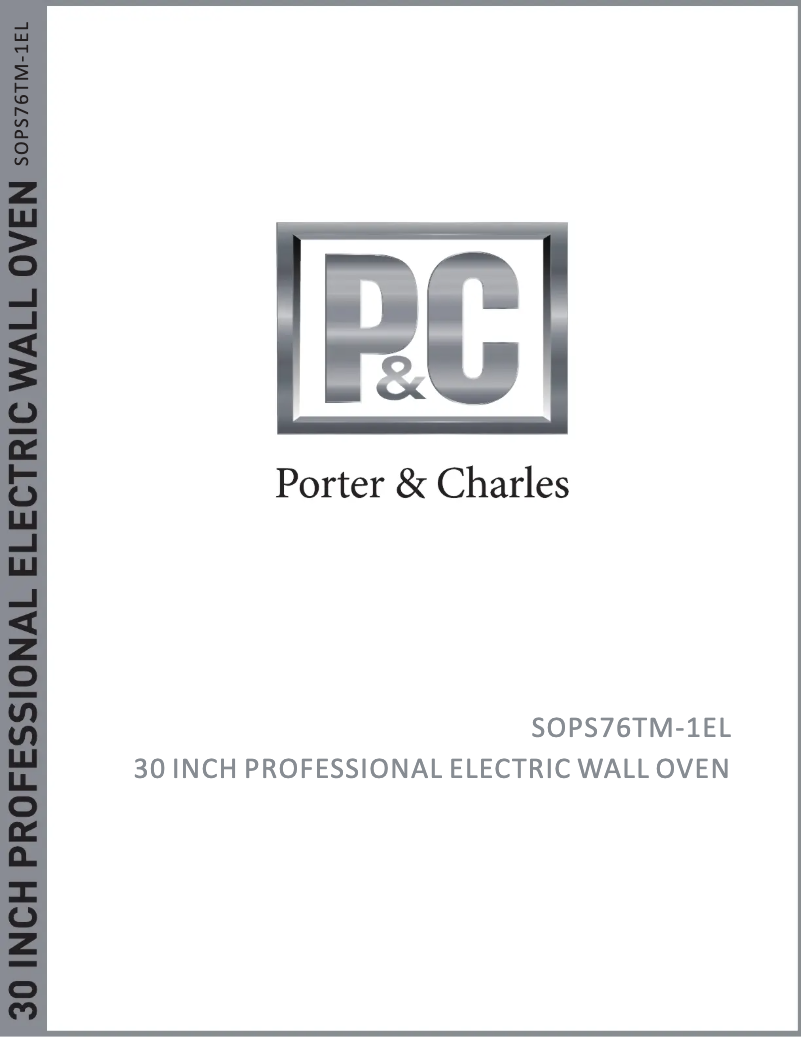 Page 1 de la notice Guide d'installation Porter & Charles SOPS76TM-1EL