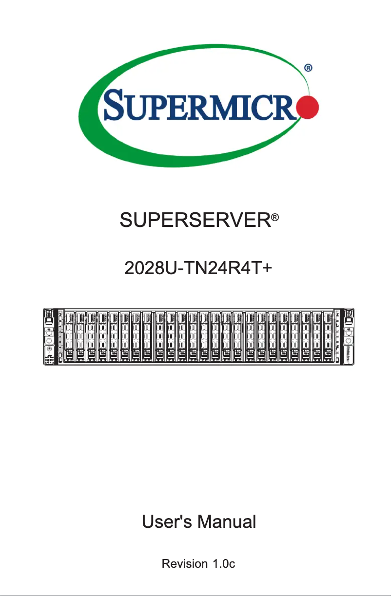 Image de la première page du manuel de l'appareil SuperServer 2028U-TN24R4T+