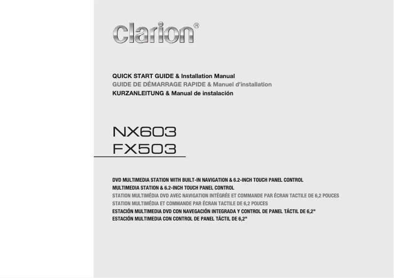 Page n°1 - Manuel utilisateur Clarion NX603