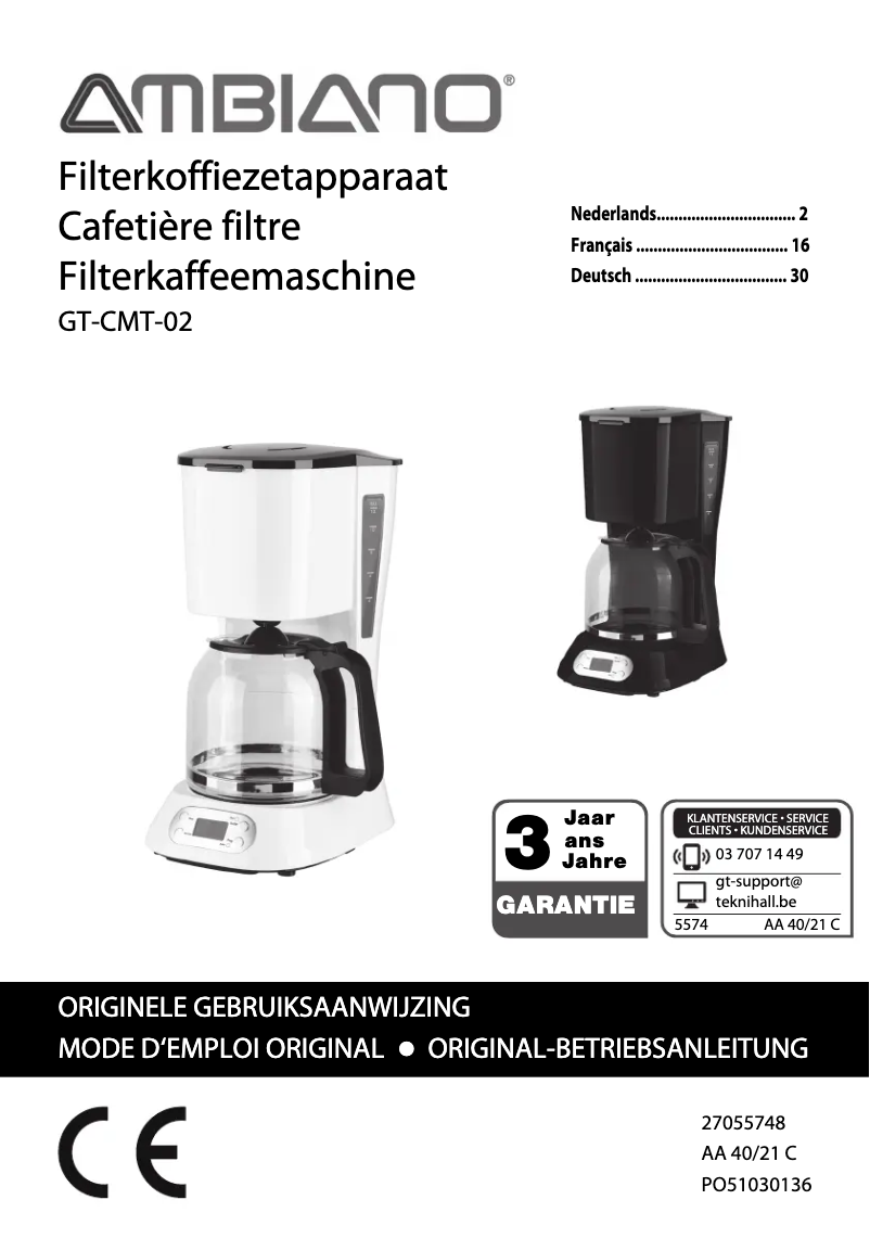 Page 1 de la notice Manuel utilisateur Ambiano GT-CMT-02