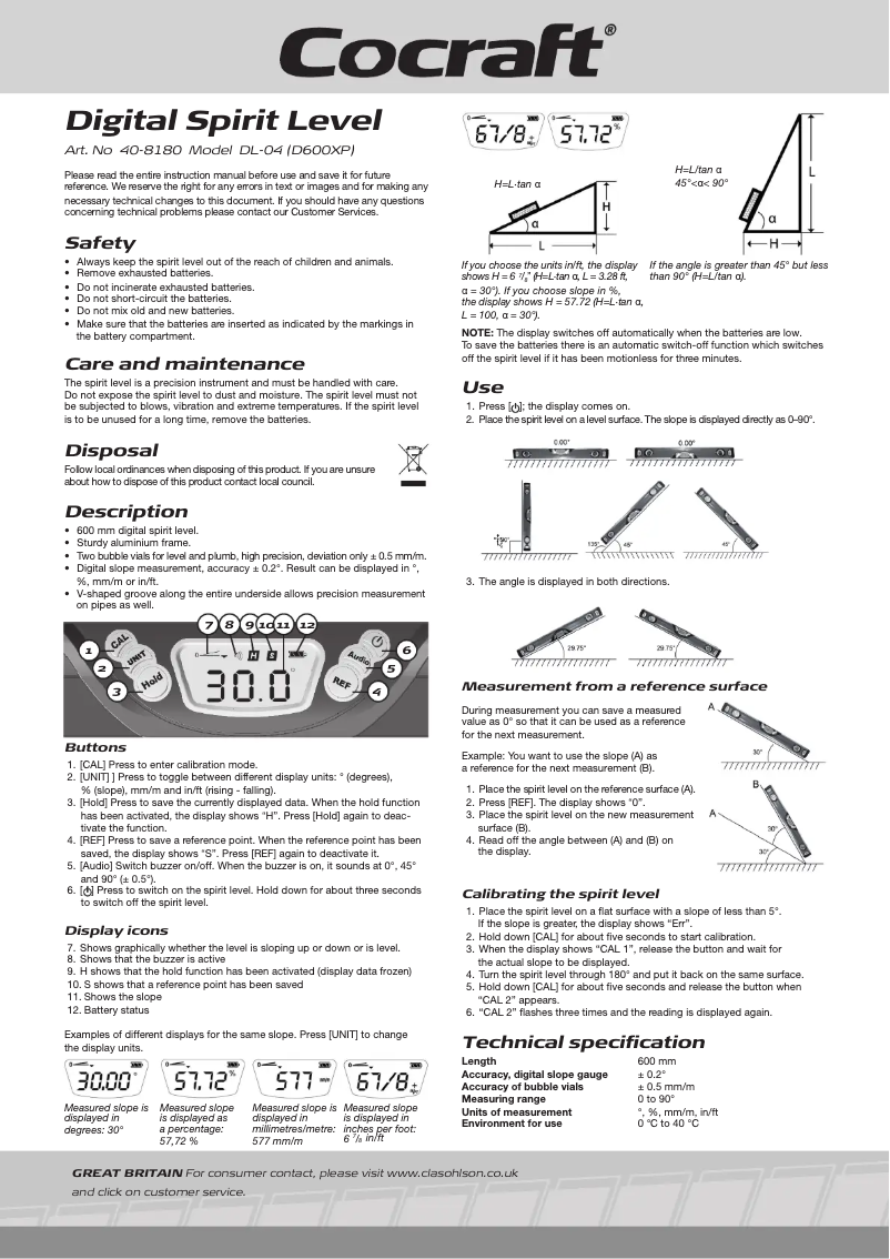 Page n°1 - Manuel utilisateur Cocraft DL-04