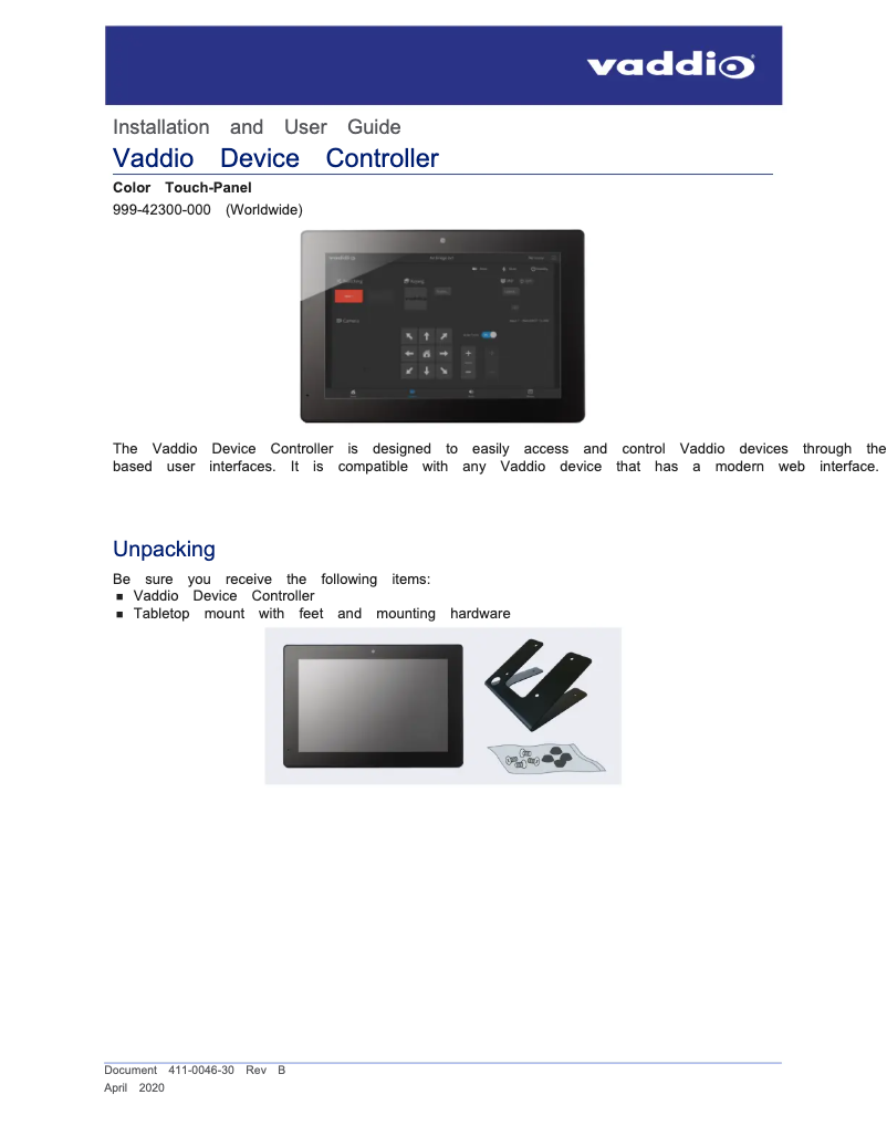 Page 1 de la notice Manuel utilisateur Vaddio Device Controller