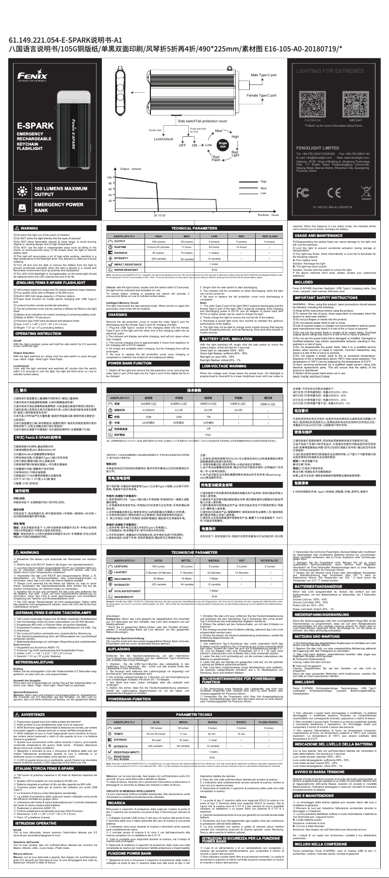 Page 1 de la notice Manuel utilisateur Fenix E-Spark