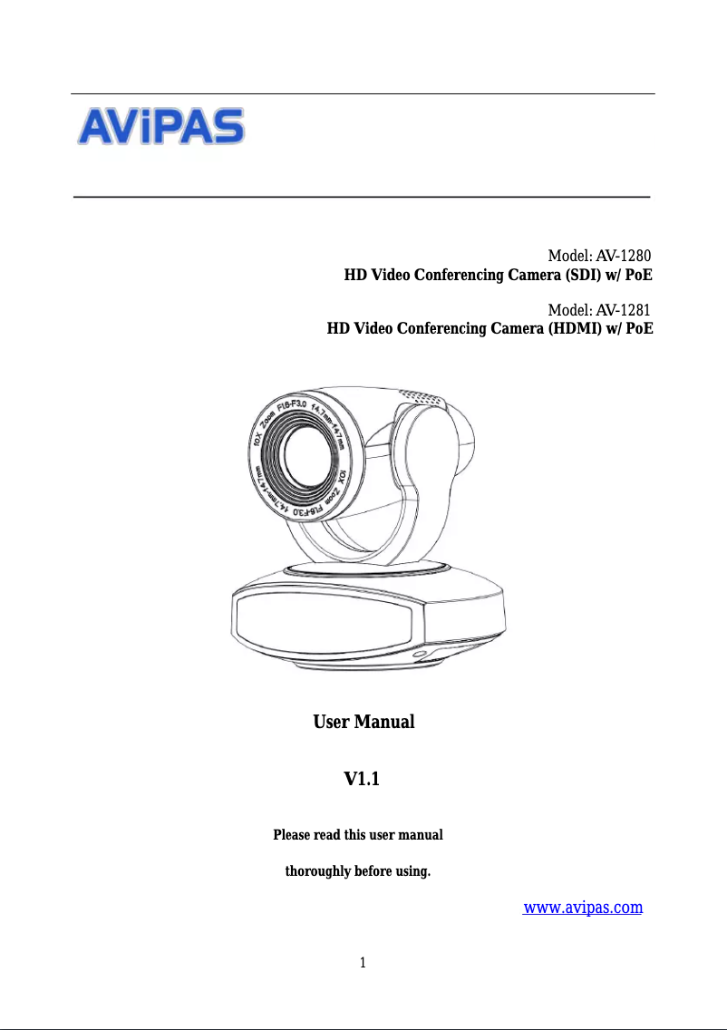Image de la première page du manuel de l'appareil AV-1280