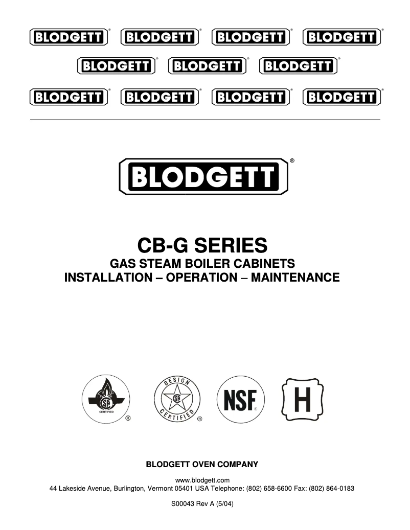 Page n°1 - Manuel utilisateur Blodgett CB36-250G