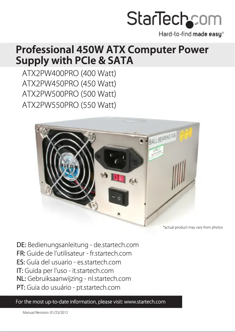 Page 1 de la notice Manuel utilisateur StarTech.com ATX2PW450PRO