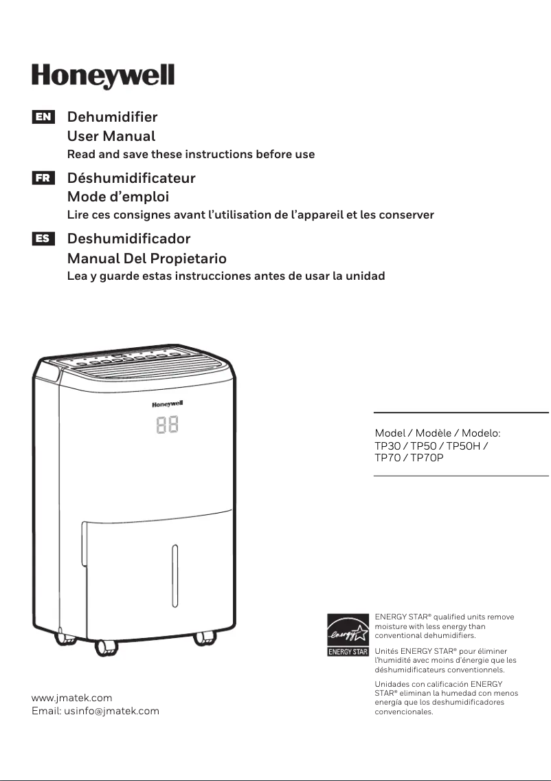 Page 1 de la notice Manuel utilisateur Honeywell TP70WK