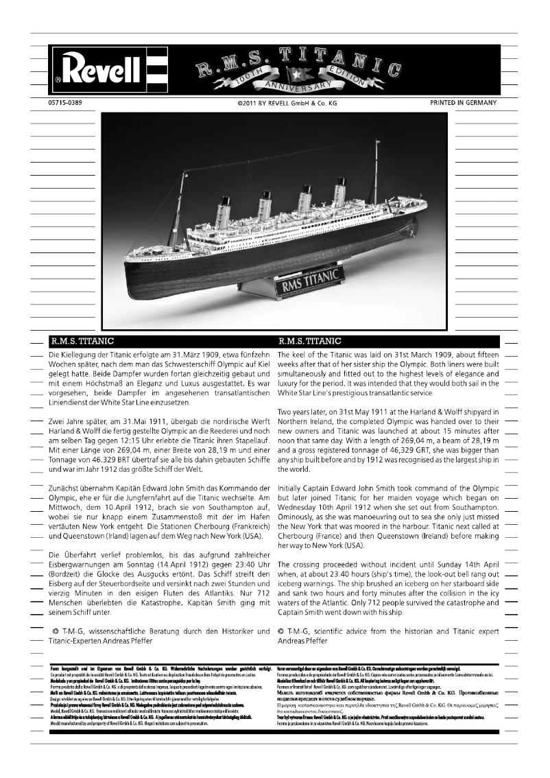 Page n°1 - Manuel utilisateur Revell Gift-Set 100 Years TITANIC