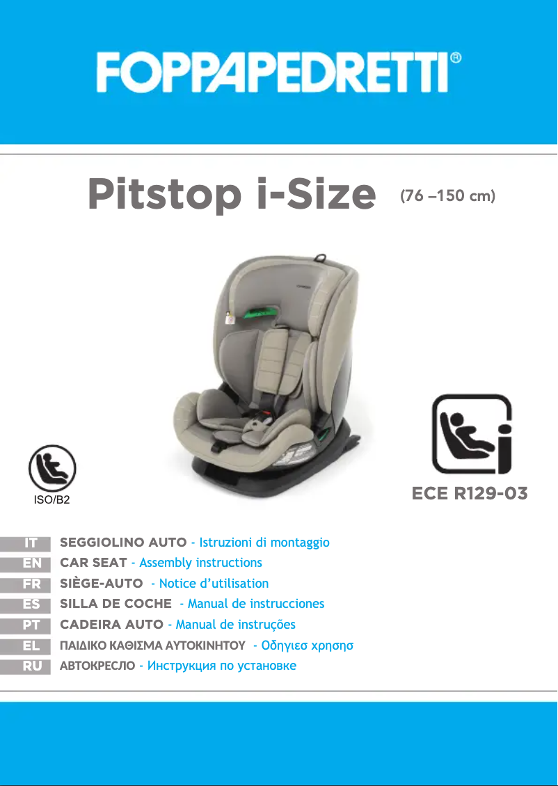Page 1 de la notice Manuel utilisateur Foppapedretti Pitstop i-Size