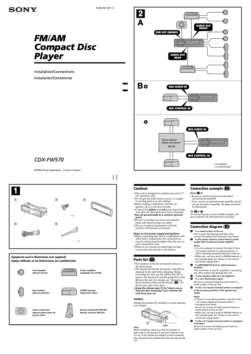 Página 1 del manual Guía de instalación Sony CDX-FW570