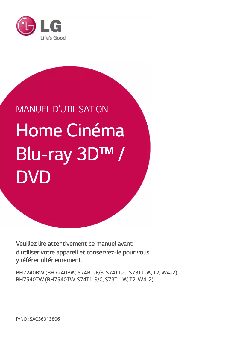 Page n°1 - Manuel utilisateur LG BH7540TW