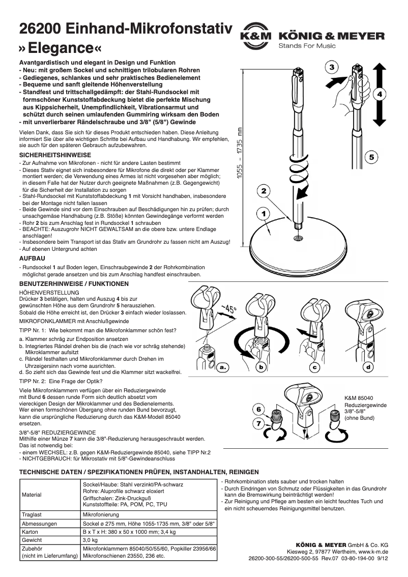 Página 1 del manual Manual de usuario Konig & Meyer Elegance 26200