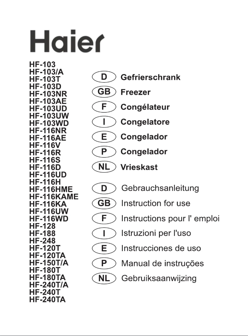 Page n°1 - Manuel utilisateur Haier HF-116KAME
