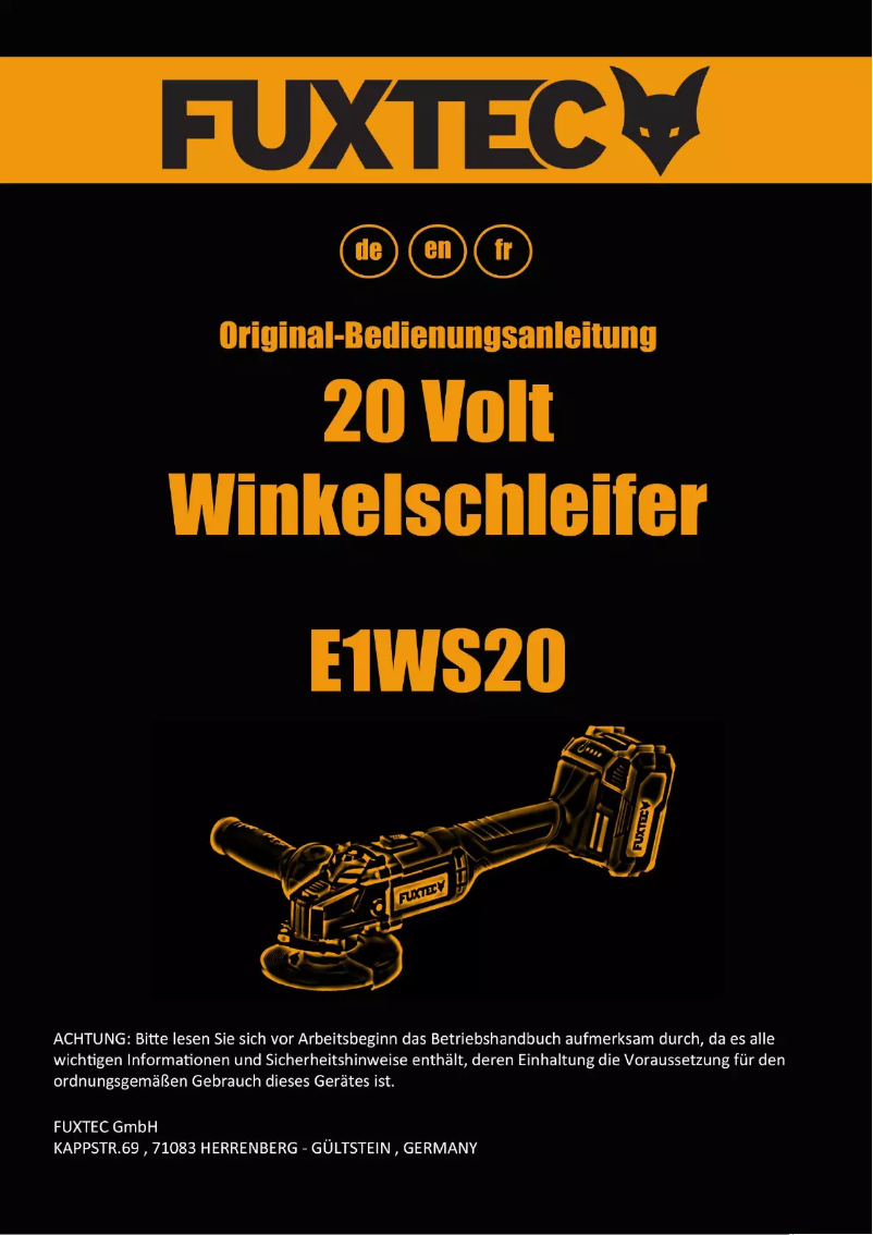 Page 1 de la notice Manuel utilisateur Fuxtec FX-E1WS20