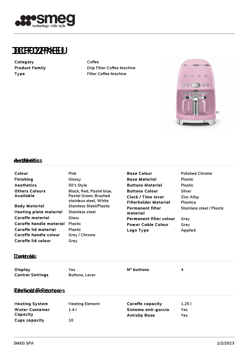 Página 1 del manual Folleto Smeg DCF02