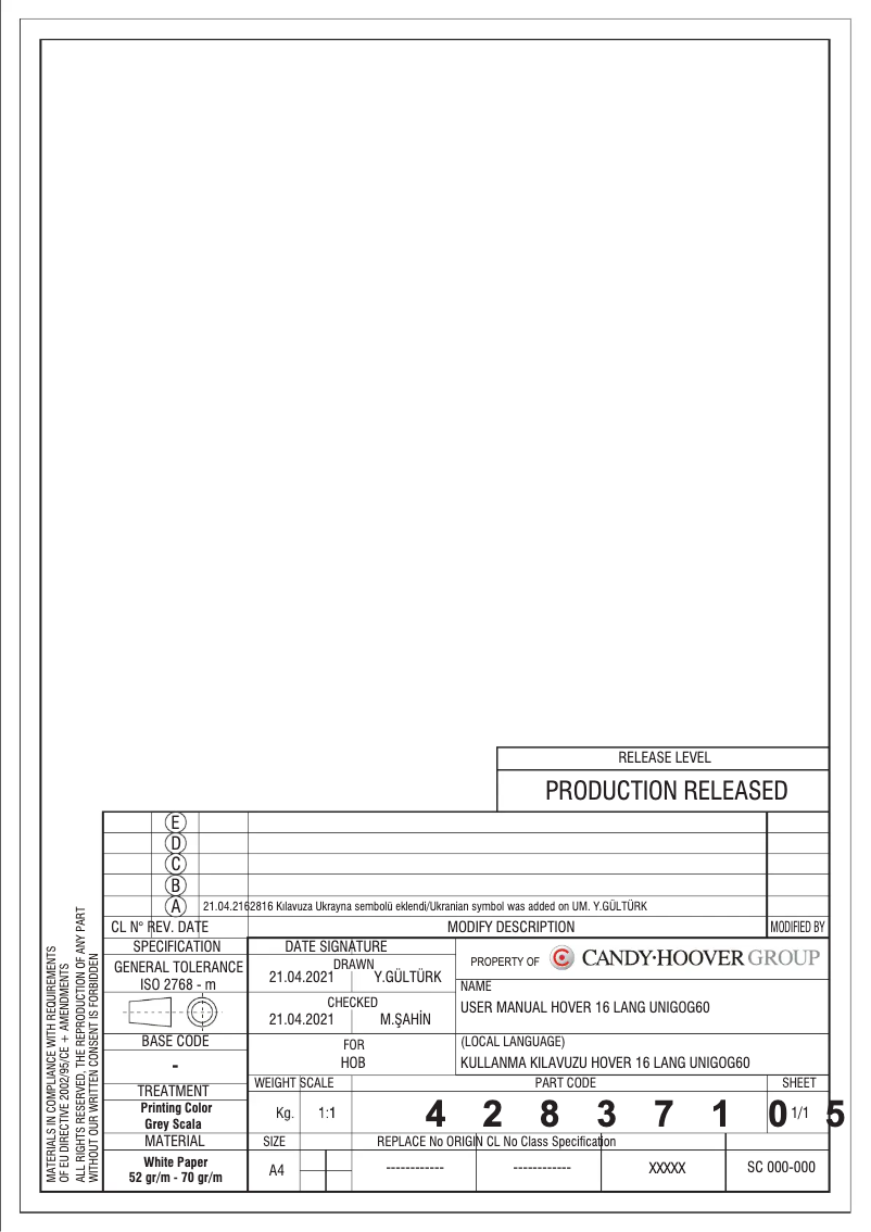 Page n°1 - Manuel utilisateur Hoover HVG6BR4K3B
