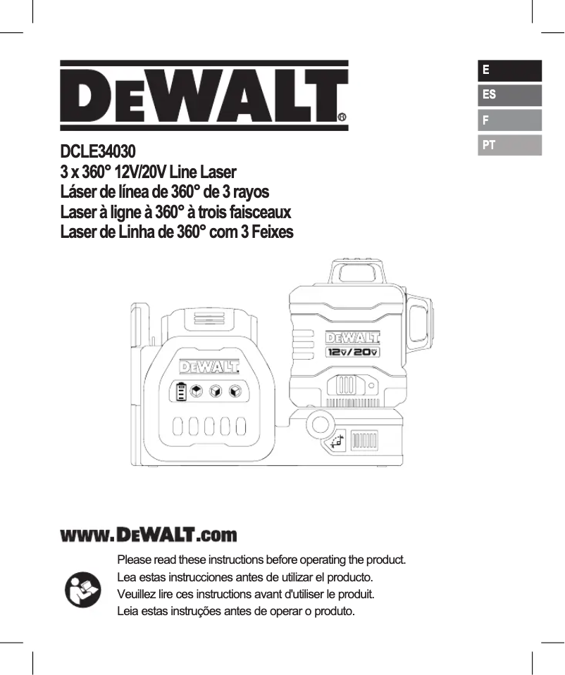 Page n°1 - Manuel utilisateur DeWalt DCLE34030
