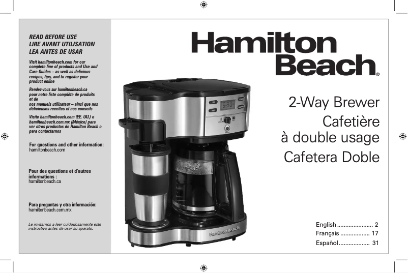 Page n°1 - Manuel utilisateur Hamilton Beach The Scoop 49980R